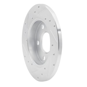 Buick ALLURE Brake Rotor (1) - Rear Right - R1 Concepts - Drilled & Slotted - Silver - `04-`16